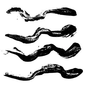 Ink vector dry wave brush strokes set. Vector illustration. Grunge texture. 스톡 일러스트