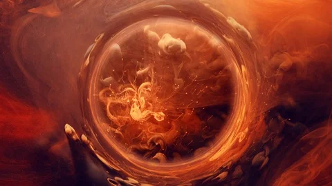 Ink water swirl magic firework orange sparks Stock Footage