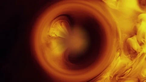 Ink water swirl. Parallel dimension portal. Black hole. Golden paint circle Stock Footage 131767455