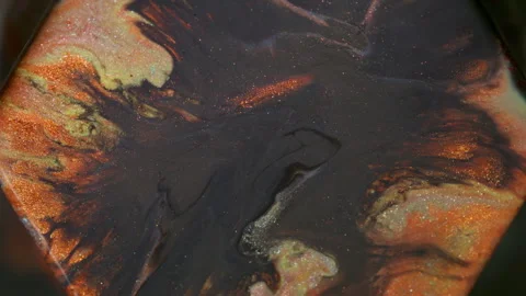Ink wave glitter emulsion paint color rhombus art Stock Footage 343863779