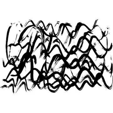 Ink wavy texture. Dry brush sea pattern. Ocean waves painting background. Vector Stock Illustration