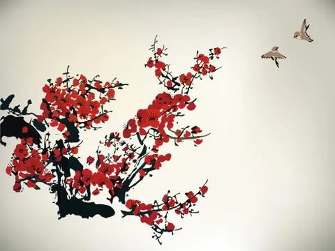 Ink winter sweet Stock Illustration