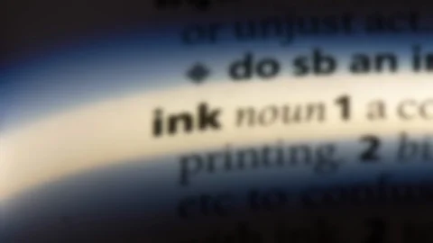 Ink word in a dictionary. Stock Footage 99561340