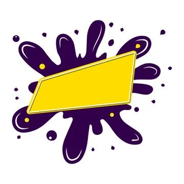Inkblot with yellow geometric shape. Template for banner design. Isolated on Stock Illustration
