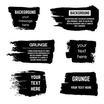 Inked black paint brushed rectangle boxes and frames vector stock Stock Illustration