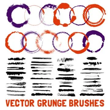 Inked Circle Brush Styles Set Illustrazione stock