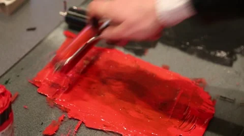 Inking with red ink Stock Footage 55631710