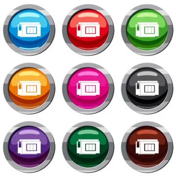 Inkjet printer cartridge set 9 collection Stock Illustration