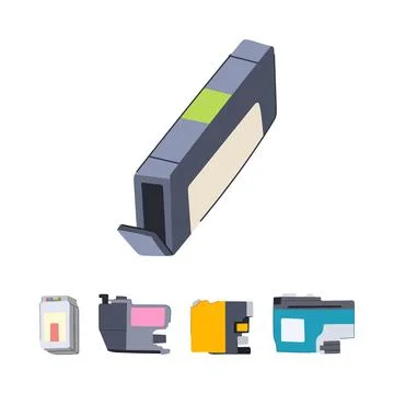 Inkjet printer cartridge set with various colors イラスト素材