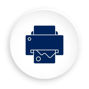 Inkjet printer icon in neomorphism style for mobile app. Button for mobile ap Stock Illustration
