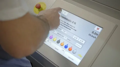 Inkjet Printer - Printing On Fabric- Textile Industry. Stock Footage 89538260