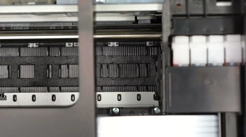 Inkjet printer starts and stops printing Stock Footage 60233080