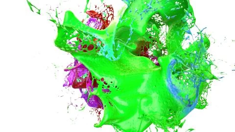 Inks splashes in white background 3d illustration Stock Illustration