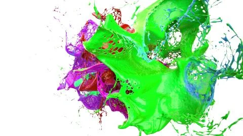 Inks splashes in white background 3d illustration Stock Illustration
