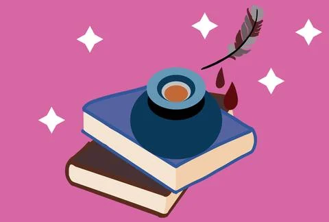 Inkwell Concept Illustration Vector Style Illustration Stock Illustration