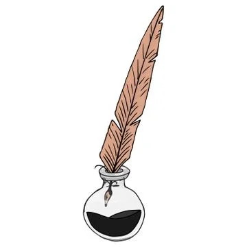 Inkwell with feather Stock Illustration