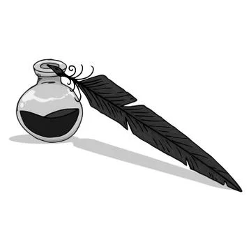 Inkwell with feather Stock Illustration