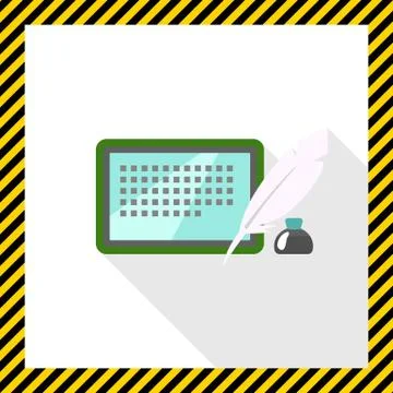 Inkwell, quill and tablet computer Stock-Illustration