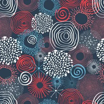 Inky circles in seamless pattern Stock Illustration