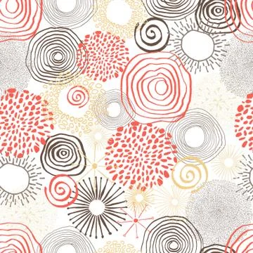 Inky circles in seamless pattern Stock Illustration