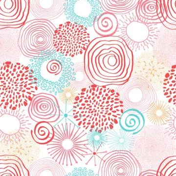 Inky circles in seamless pattern Stock Illustration