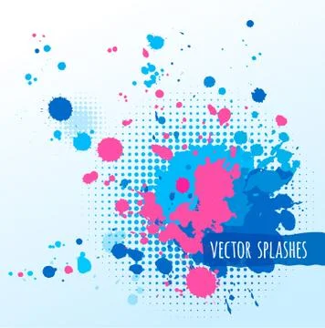 Inky colorful splashes Stock Illustration