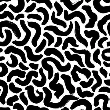 Inky curly waves hand drawn seamless pattern. Stock Illustration
