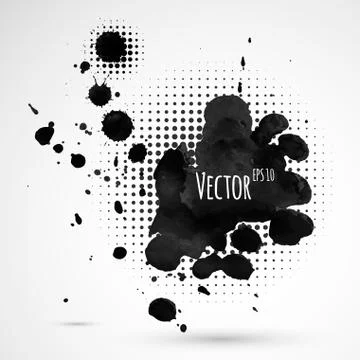 Inky halftone splashes Stock Illustration