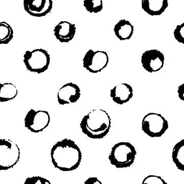 Inky Hand Drawn Circles Pattern on Blotting Paper Stock Illustration