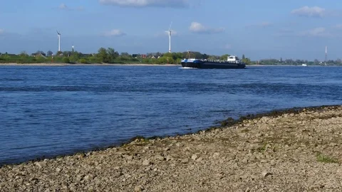 Inland navigation on river Stock Footage 75277896
