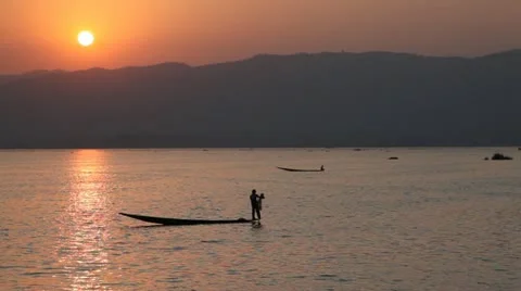 Inle lake sunset 库存影片 11063749