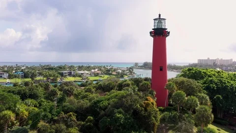 Inlet Lighthouse establishing in Jupiter Florida 4k 스톡 동영상 126729984