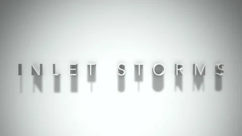 Inlet storms 3D title animation white text on a white background Stock Footage 299758447