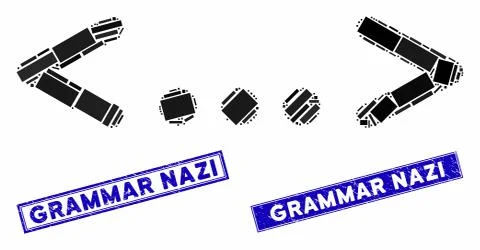 Inline Code Mosaic and Scratched Rectangle Grammar Nazi Stamp Seals Stock Illustration