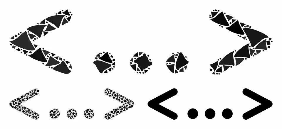 Inline code Mosaic Icon of Raggy Items Stock Illustration