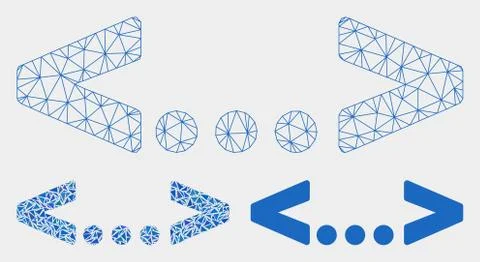 Inline Code Vector Mesh Carcass Model and Triangle Mosaic Icon Stock Illustration