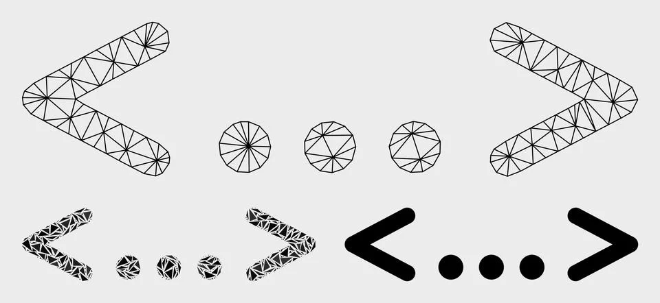 Inline Code Vector Mesh Wire Frame Model and Triangle Mosaic Icon Stock Illustration