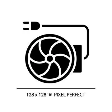 Inline duct fan black glyph icon Stock Illustration