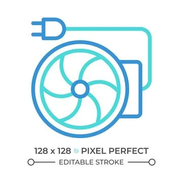 Inline duct fan two color line icon Stock Illustration