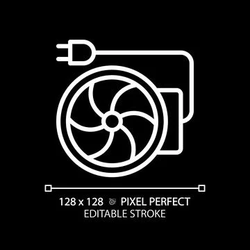 Inline duct fan white linear icon for dark theme Stock Illustration