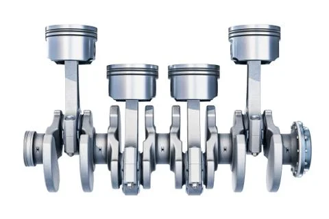 Inline-four engine, side view. 3D rendering Stock Illustration