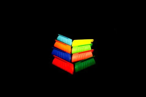 Inline neon multicolor fineliners isolated on black Stock Photos