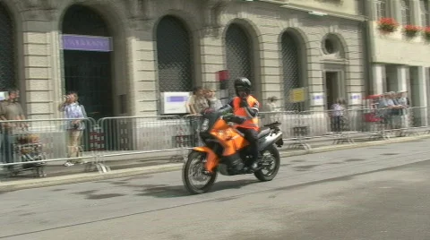 Inline race security motor bike Stock Footage 809619