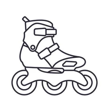 Inline Roller Skates icon isolated on white background. Outline vector Illustrazione stock
