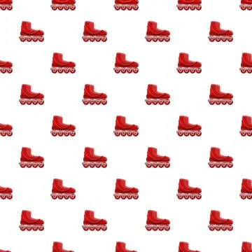 Inline roller skates seamless pattern on white background Stock Illustration