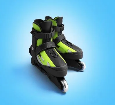 Inline rollers skates 3d render on gradient backgrownd Stock Illustration