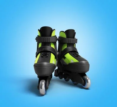 Inline rollers skates 3d render on gradient backgrownd Stock Illustration