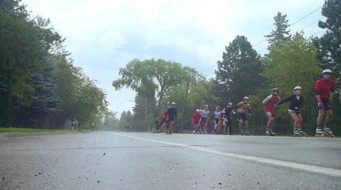 Inline Skate Marathon Time Lapse Stock Footage 10886720