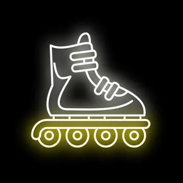 Inline skate neon glow sign vector illustration Stock Illustration