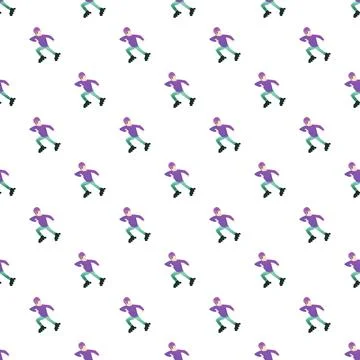 Inline skater pattern repeated on white background Stock Illustration
